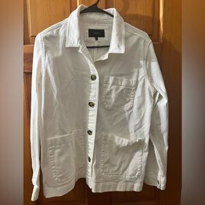 Quince Women 100% Organic Cotton Denim White Jacket Preppy Comfort Button Up M